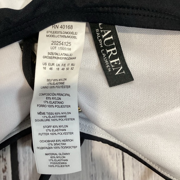 344. Ralph Lauren Black & White Striped Tankini Top NWT Size 16 - Picture 4 of 5